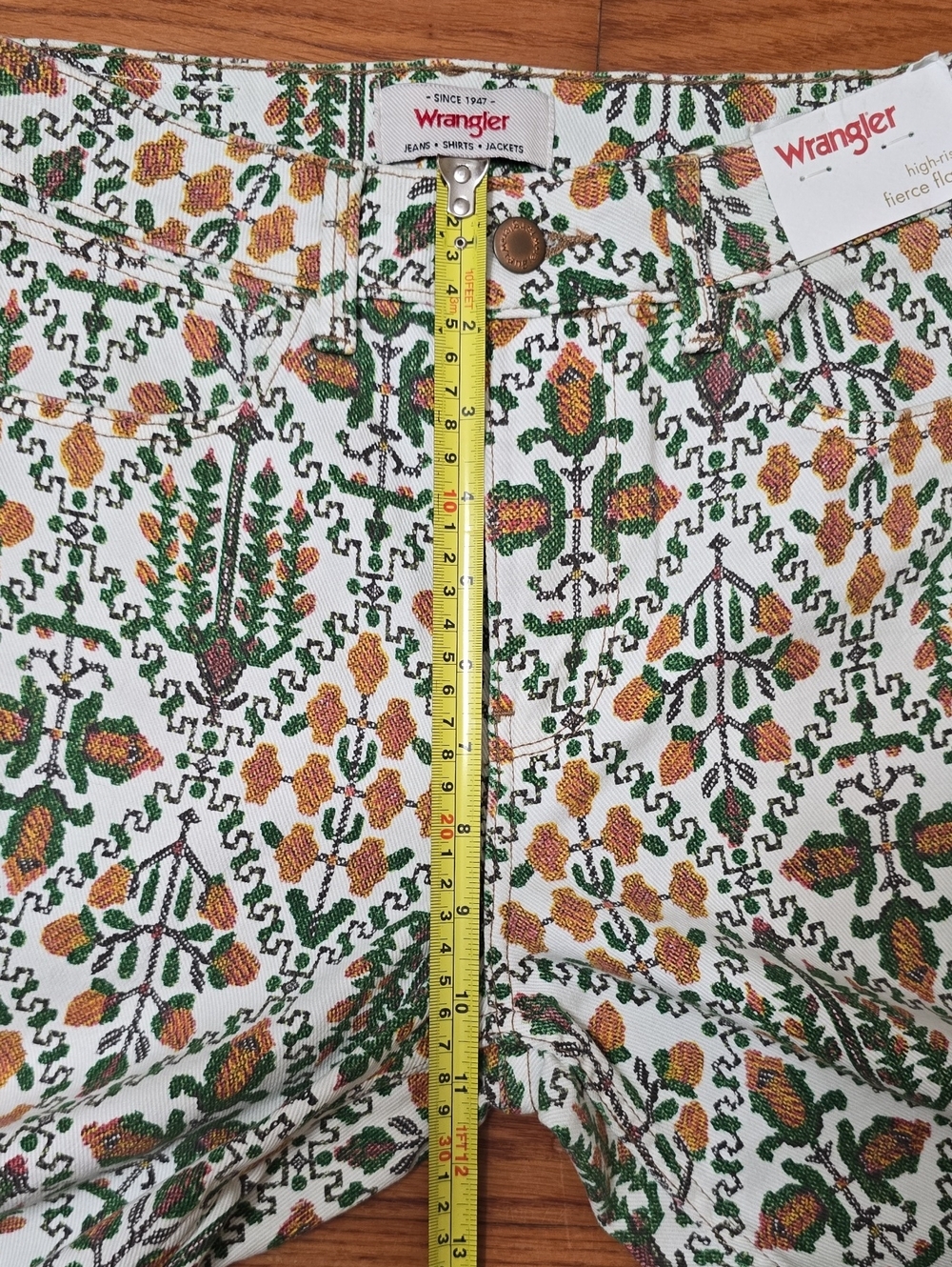 Wrangler High Rise Fierce Flare Jeans Vintage Garden 2x32 Boho Western 70s Retro - Picture 12 of 16